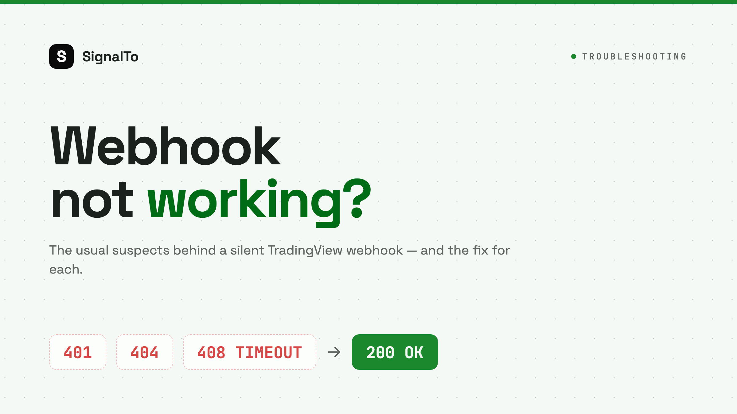 TradingView Webhook Not Working? 8 Common Causes and a Fix Checklist